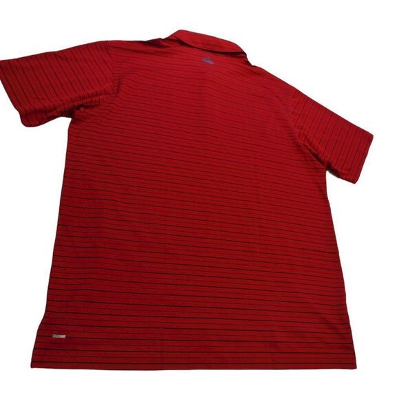 Adidas Men's Climalite Red & Black Horizontal Stripe 3 Button Polo Golf Shirt - Picture 3 of 6